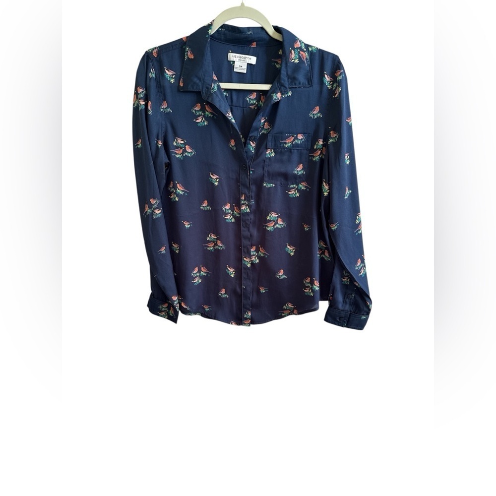 Liz Claiborne Navy Floral Blouse